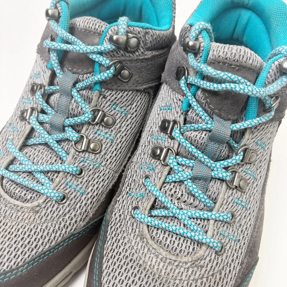 Vionic Cypress Hiking Boots Lace Up Gray Blue Sturdy